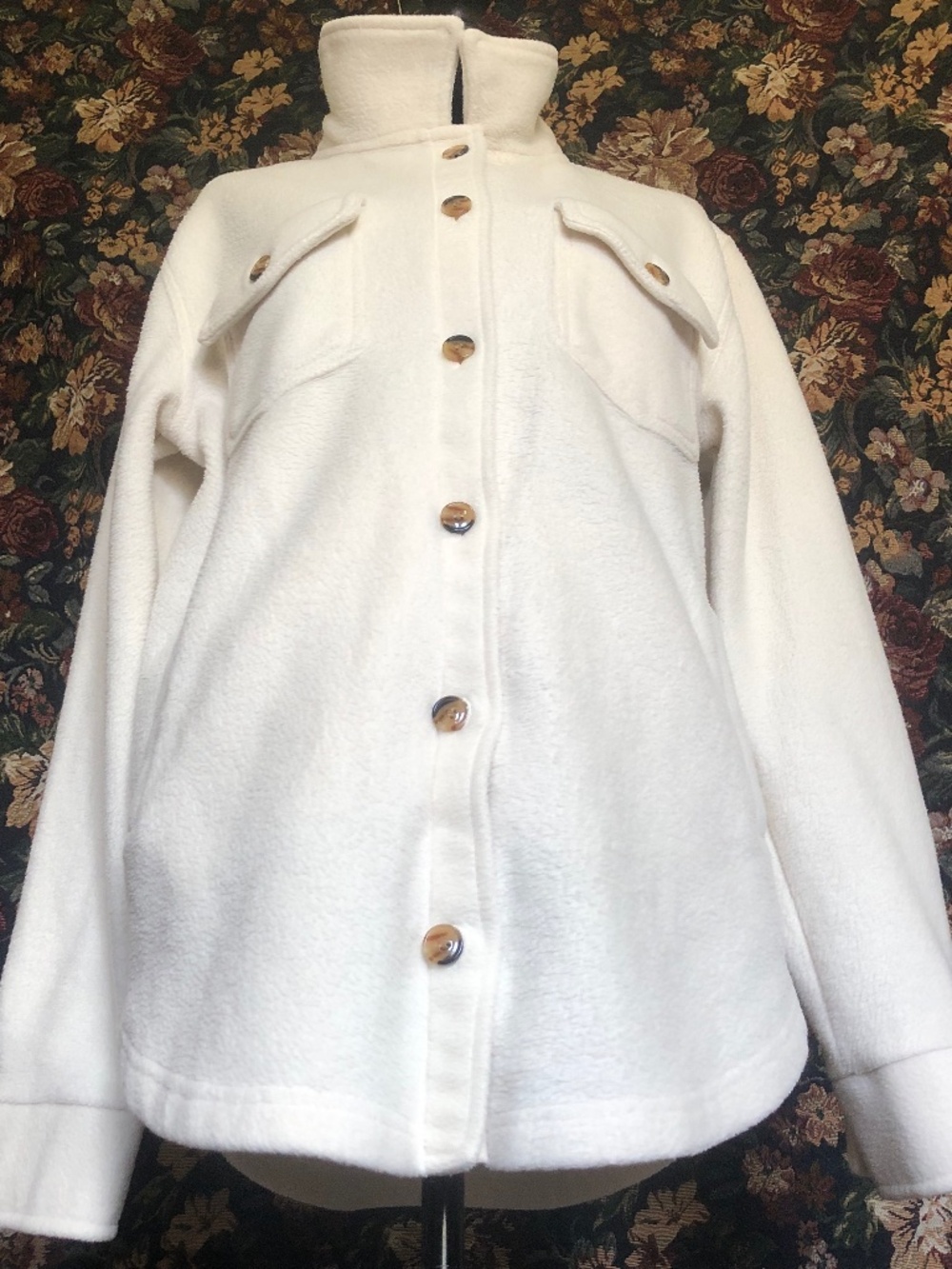 Altar'd State Cream Fleece Button-Down Shacket - Size Small